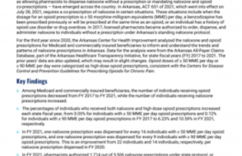 Naloxone in Arkansas data brief cover