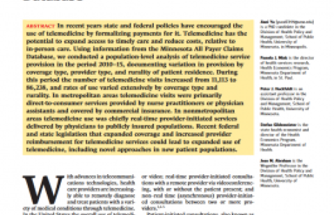 Population-Level Estimates Of Telemedicine Service Provision Using An All-Payer Claims Database in Minnesota report screenshot