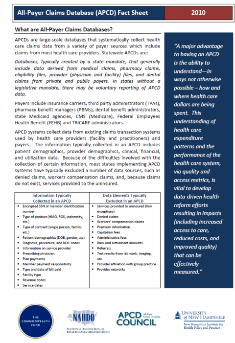 All-Payer Claims Database Fact Sheet report